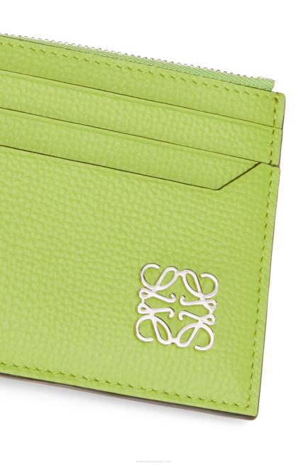 Green Bean Anagram square zip cardholder in pebble grain calfskin Loewe 84PR1410 Women