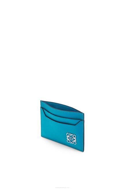 Lagoon Blue Anagram plain cardholder in pebble grain calfskin Loewe 84PR1415 Women