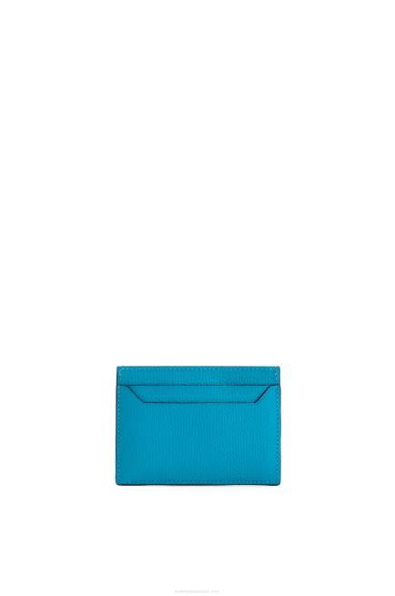 Lagoon Blue Anagram plain cardholder in pebble grain calfskin Loewe 84PR1415 Women