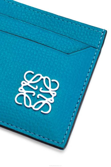 Lagoon Blue Anagram plain cardholder in pebble grain calfskin Loewe 84PR1415 Women