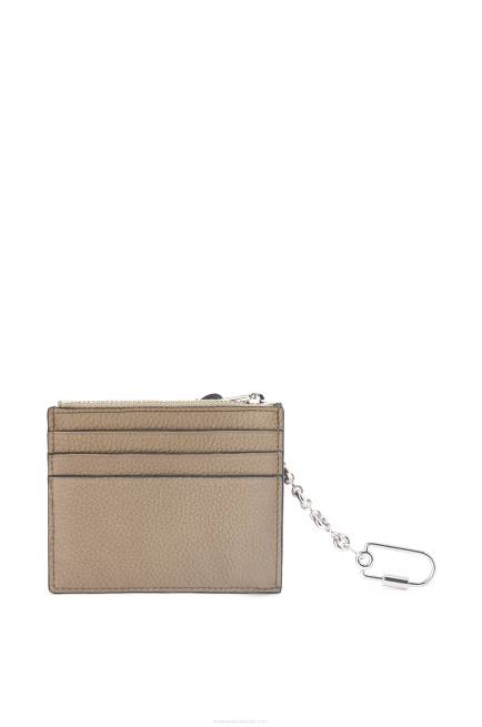 Laurel Green/Ochre Square cardholder in soft grained calfskin with chain Loewe 84PR1382 Women