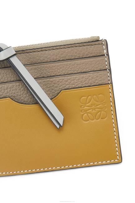 Laurel Green/Ochre Square cardholder in soft grained calfskin with chain Loewe 84PR1382 Women