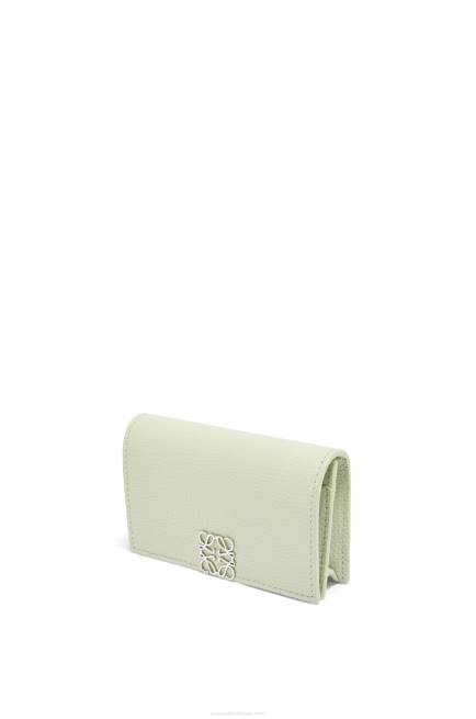Light Celadon Anagram business cardholder in pebble grain calfskin Loewe 84PR1350 Women
