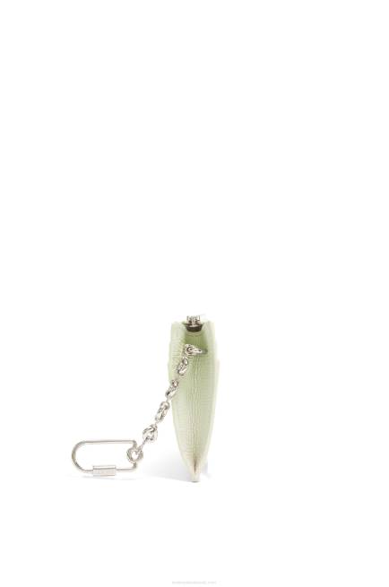 Light Celadon Anagram square cardholder in pebble grain calfskin with chain Loewe 84PR1417 Women