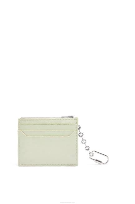 Light Celadon Anagram square cardholder in pebble grain calfskin with chain Loewe 84PR1417 Women