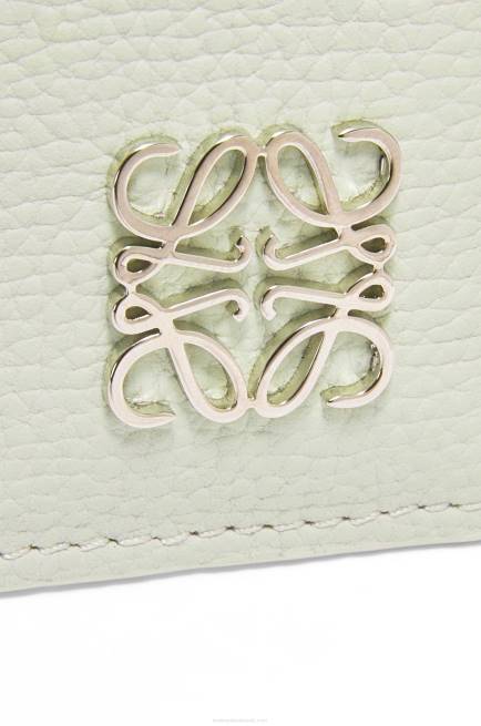 Light Celadon Anagram square cardholder in pebble grain calfskin with chain Loewe 84PR1417 Women
