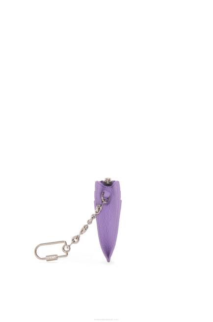 Light Mauve Anagram square cardholder in pebble grain calfskin with chain Loewe 84PR1323 Women