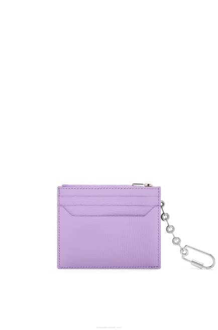 Light Mauve Anagram square cardholder in pebble grain calfskin with chain Loewe 84PR1323 Women