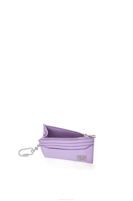 Light Mauve Anagram square cardholder in pebble grain calfskin with chain Loewe 84PR1323 Women