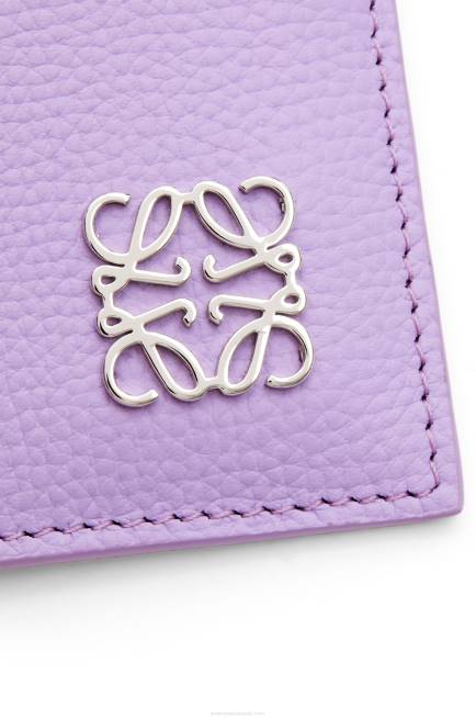 Light Mauve Anagram square cardholder in pebble grain calfskin with chain Loewe 84PR1323 Women