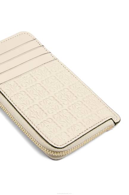 Light Oat Repeat coin cardholder in embossed silk calfskin Loewe 84PR1345 Women