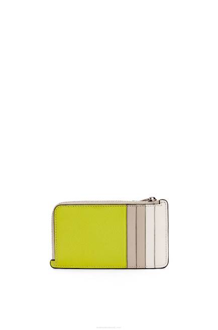Lime Yellow/Light Oat Puzzle coin cardholder in classic calfskin Loewe 84PR1347 Women