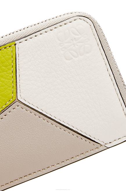 Lime Yellow/Light Oat Puzzle coin cardholder in classic calfskin Loewe 84PR1347 Women