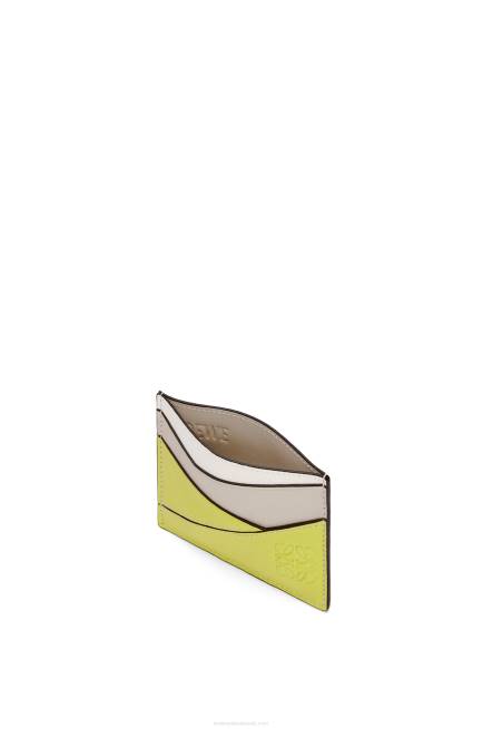 Lime Yellow/Light Oat Puzzle plain cardholder in classic calfskin Loewe 84PR1361 Women