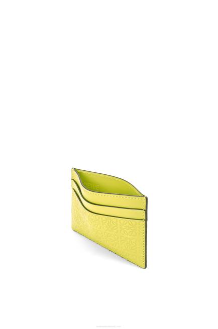 Lime Yellow Repeat plain cardholder in embossed silk calfskin Loewe 84PR1401 Women