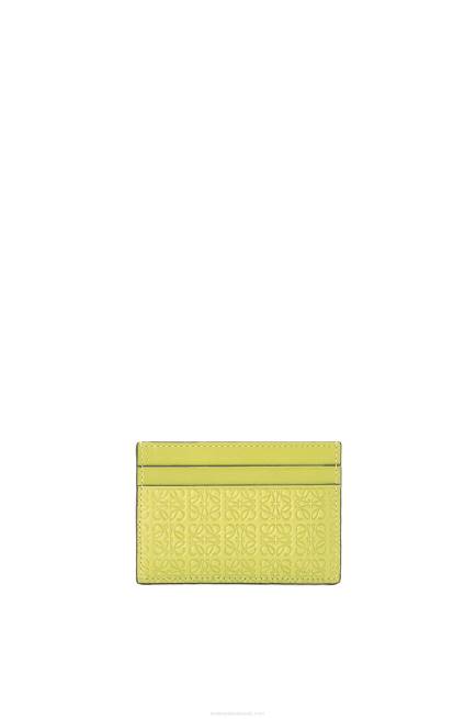 Lime Yellow Repeat plain cardholder in embossed silk calfskin Loewe 84PR1401 Women