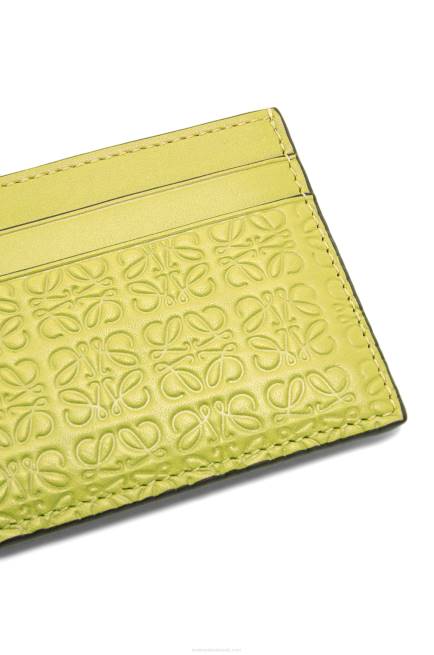 Lime Yellow Repeat plain cardholder in embossed silk calfskin Loewe 84PR1401 Women