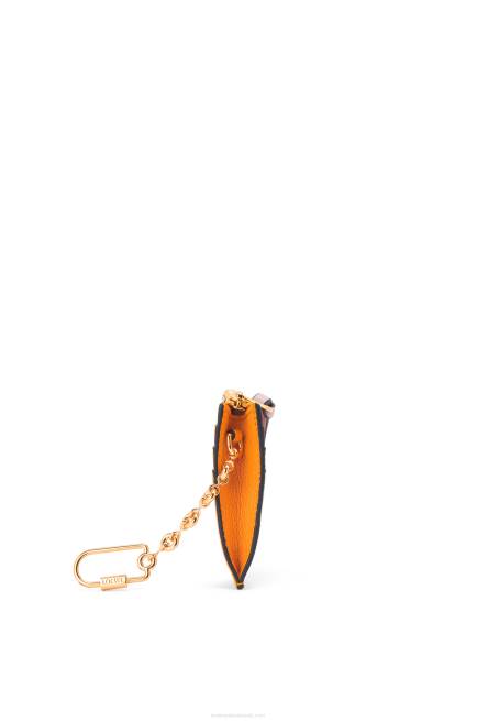 Mandarin/Coral Reef Square cardholder in soft grained calfskin with chain Loewe 84PR1380 Women