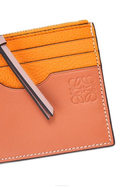 Mandarin/Coral Reef Square cardholder in soft grained calfskin with chain Loewe 84PR1380 Women