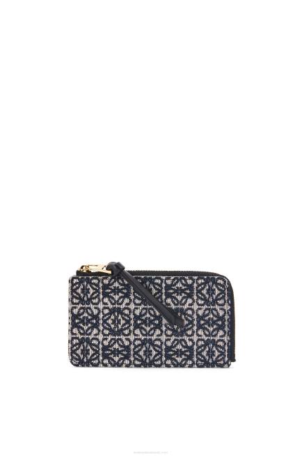 Navy/Black Coin cardholder in jacquard and calfskin Loewe 84PR1390 Women