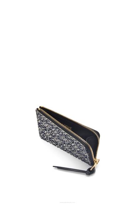 Navy/Black Coin cardholder in jacquard and calfskin Loewe 84PR1390 Women