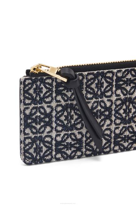 Navy/Black Coin cardholder in jacquard and calfskin Loewe 84PR1390 Women