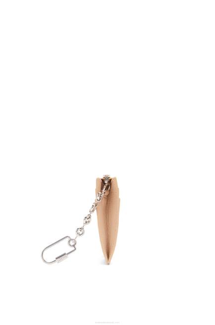 Nude Anagram square cardholder in pebble grain calfskin with chain Loewe 84PR1368 Women