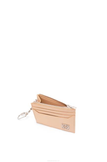 Nude Anagram square cardholder in pebble grain calfskin with chain Loewe 84PR1368 Women