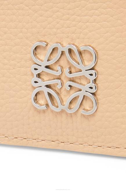 Nude Anagram square cardholder in pebble grain calfskin with chain Loewe 84PR1368 Women