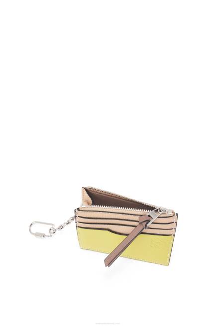 Nude/Citronelle Square cardholder in soft grained calfskin with chain Loewe 84PR1381 Women