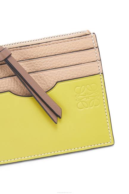Nude/Citronelle Square cardholder in soft grained calfskin with chain Loewe 84PR1381 Women