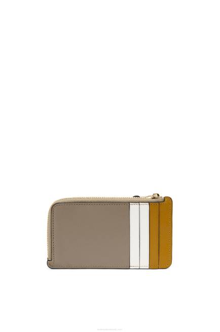Ochre/Laurel Green Puzzle coin cardholder in classic calfskin Loewe 84PR1406 Women