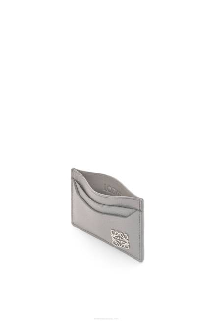 Pearl Grey Anagram plain cardholder in pebble grain calfskin Loewe 84PR1322 Women