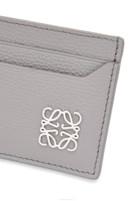 Pearl Grey Anagram plain cardholder in pebble grain calfskin Loewe 84PR1322 Women