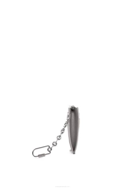 Pearl Grey Anagram square key cardholder in pebble grain calfskin Loewe 84PR1321 Women
