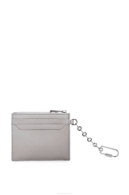 Pearl Grey Anagram square key cardholder in pebble grain calfskin Loewe 84PR1321 Women