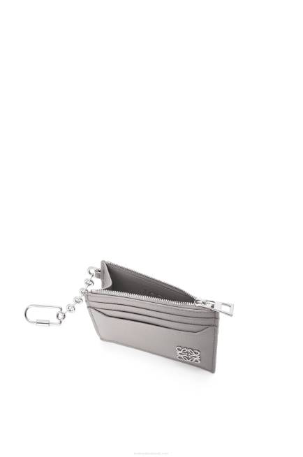 Pearl Grey Anagram square key cardholder in pebble grain calfskin Loewe 84PR1321 Women