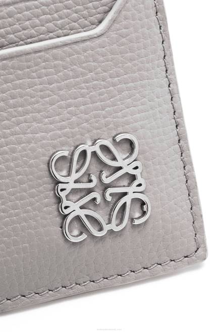 Pearl Grey Anagram square key cardholder in pebble grain calfskin Loewe 84PR1321 Women