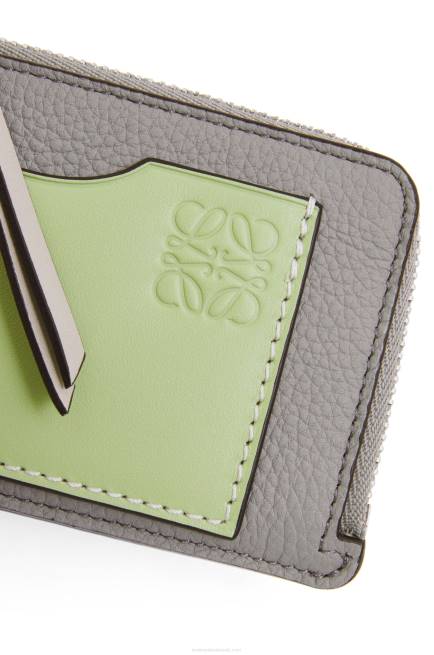 Pearl Grey/Light Pale Green Coin cardholder in soft grained calfskin Loewe 84PR1336 Women