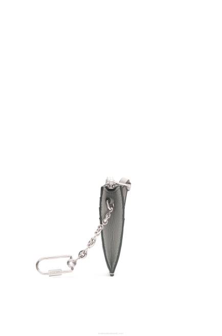 Pearl Grey/Light Pale Green Square cardholder in soft grained calfskin with chain Loewe 84PR1366 Women