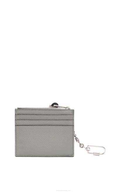 Pearl Grey/Light Pale Green Square cardholder in soft grained calfskin with chain Loewe 84PR1366 Women