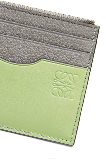 Pearl Grey/Light Pale Green Square cardholder in soft grained calfskin with chain Loewe 84PR1366 Women