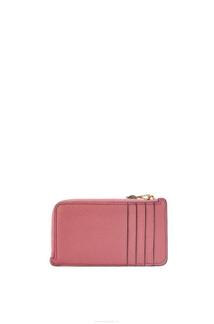 Plumrose/Chocolate Coin cardholder in soft grained calfskin Loewe 84PR1395 Women