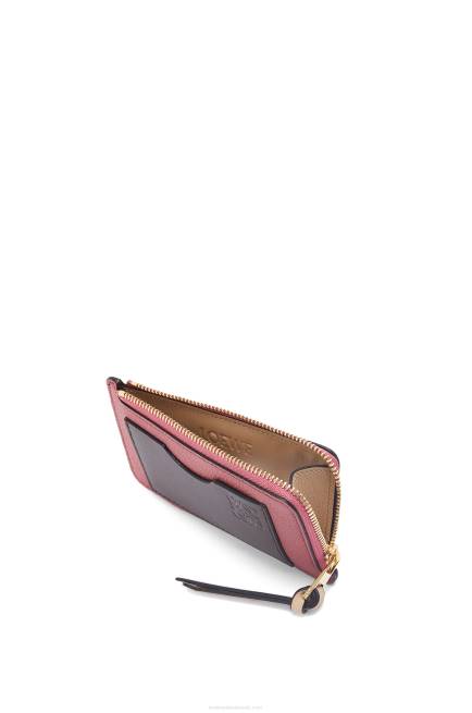 Plumrose/Chocolate Coin cardholder in soft grained calfskin Loewe 84PR1395 Women