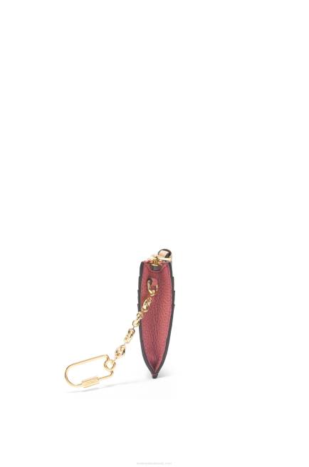 Plumrose/Chocolate Square cardholder in soft grained calfskin with chain Loewe 84PR1379 Women