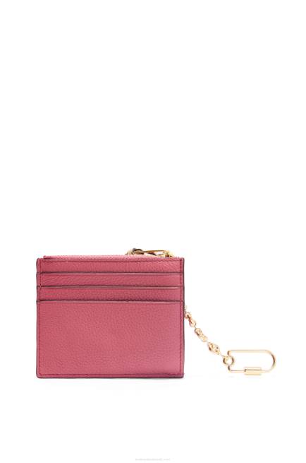 Plumrose/Chocolate Square cardholder in soft grained calfskin with chain Loewe 84PR1379 Women