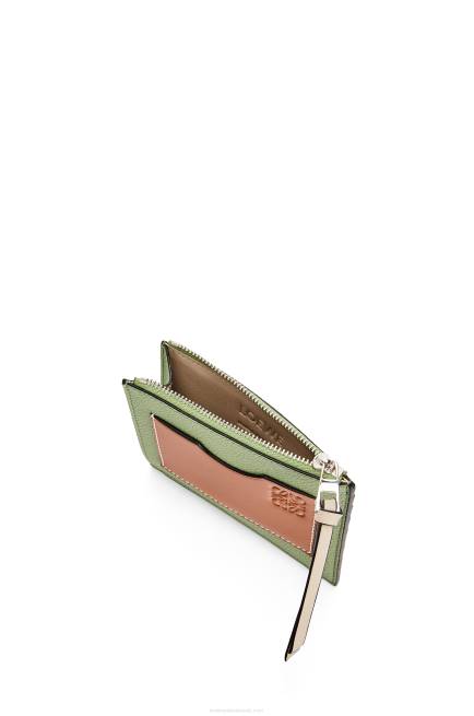 Rosemary/Tan Large coin cardholder in soft grained calfskin Loewe 84PR1354 Women