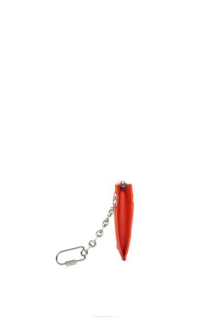 Sunrise Orange Anagram square key cardholder in pebble grain calfskin Loewe 84PR1324 Women