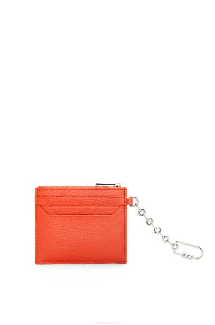 Sunrise Orange Anagram square key cardholder in pebble grain calfskin Loewe 84PR1324 Women