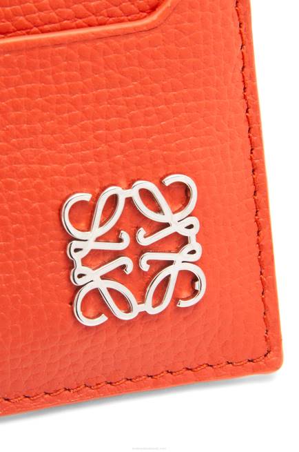 Sunrise Orange Anagram square key cardholder in pebble grain calfskin Loewe 84PR1324 Women